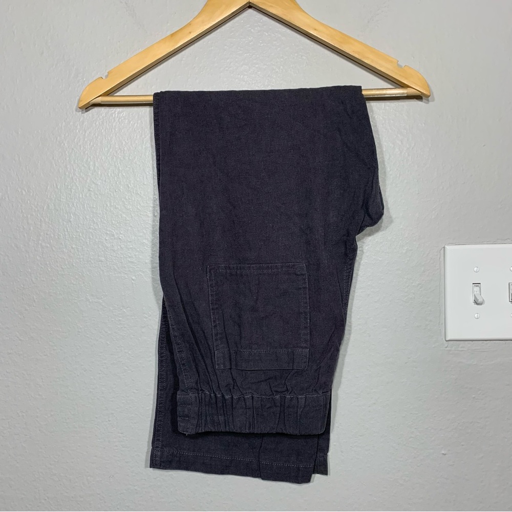 Nicole Miller Gray Linen‎ Blend Drawstring Pull On Pants Small Boho Beach